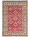 4x6 Red Kuba Afghan Hand Knotted Wool Area Rug